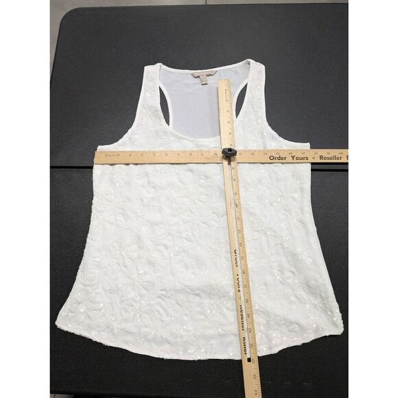Banana Republic White Sequins Tank Top Size Petite M - Picture 6 of 6